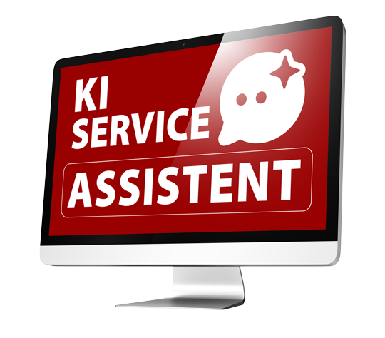 KI-Service-Assistent auf einem Monitor – KI-Lösung für Unternehmen im Wendland von Fox Medien