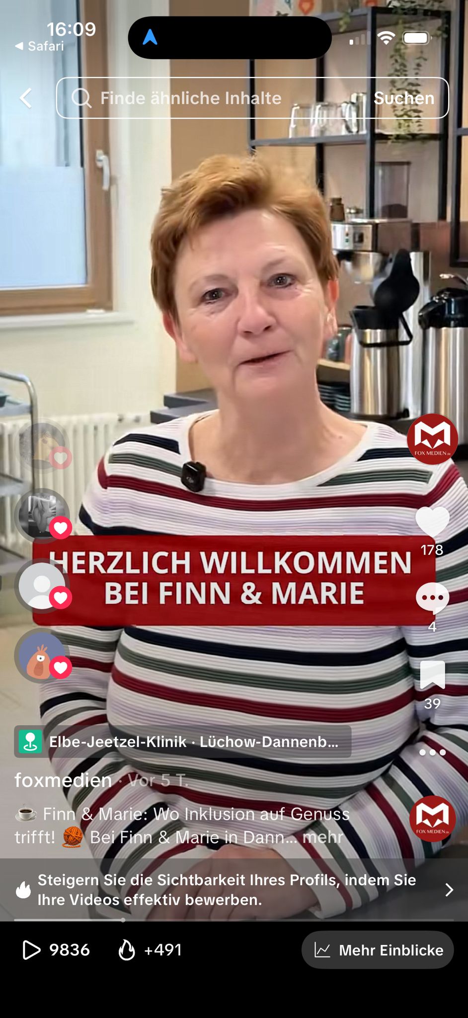 Herzlich Willkommen im Inklusionscafé Finn & Marie in Dannenberg – Social Media Einblick in den Klinik-Standort.